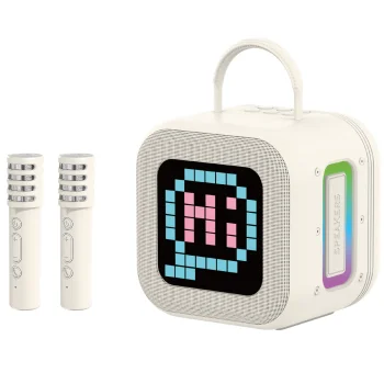 Blavec WS-09 Karaoke Fun pārnēsājamais Bluetooth skaļrunis 10W ar 2 mikrofoniem, bēšs