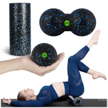 Neo-Sport Treniņu Rullis un Masāžas Bumbas Komplekts NS-998 Melni-Zils