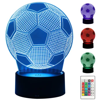 3D LED nakts lampiņa Futbola bumba ar pulti, 16 krāsas