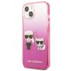 Karl Lagerfeld iPhone 13 mini vāciņš Ikonik Karl & Choupette Rozā