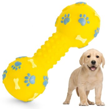 Squeaky Rubber Dumbbell Dog Chew Toy
