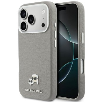 Karl Lagerfeld Karl & Choupette Head Pins Saffiano MagSafe MagCase iPhone 17 Pro Max telefonam – pelēks | Phone Case...