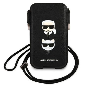 Karl Lagerfeld Torebka KLHCP12MOPHKCK 6,1" black hardcase Saffiano Ikonik Karl&Choupette Head