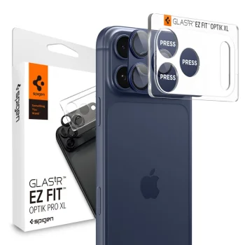 Spigen Optik Pro XL kameras aizsargstikls iPhone 17 Pro, tumši zils