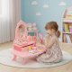 ECOTOYS Wooden Kids Dressing Table with Mirror and 7 Accessories