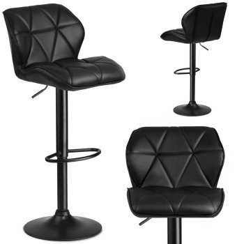 Sofotel Castel Adjustable Bar Stool with Quilted Backrest, Black