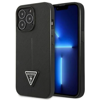 Чехол Guess Saffiano Triangle Logo для iPhone 14 Pro Max - Черный
