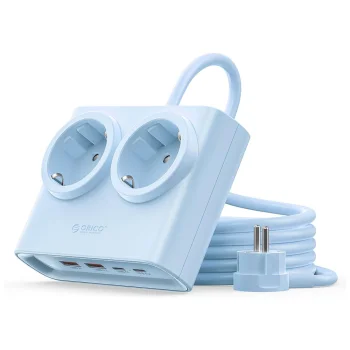 Удлинитель Orico PDC25 25W 6в1 2x AC + 2x USB-A + 2x USB-C, синий