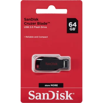 SanDisk Cruzer Blade 64 GB USB 2.0 flash drive, black/red