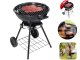 Portable Round Charcoal Grill with Lid and Wheels, 40 cm