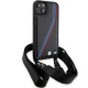 BMW iPhone 15 / 14 / 13 Case M Edition Carbon Tricolor Lines & Strap, Black