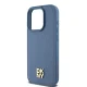 DKNY Leather Monogram Pattern Metal Logo MagSafe vāciņš iPhone 15 Pro, zils