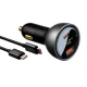 Baseus digitālais ātrais auto lādētājs ar displeju USB-A / USB-C PD3.1 140W melns + USB-C kabelis Baseus Superior...