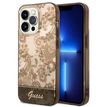 Guess Porcelain Collection vāciņš iPhone 14 Pro Max okerkrāsā