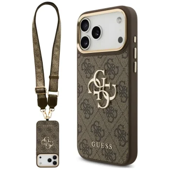 Guess 4G ümbris iPhone 18 Pro Max / 17 Pro Max telefonile, rihmaga, pruun
