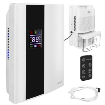 Zortiva Air Dehumidifier 90W 2L with Remote and Humidistat, White