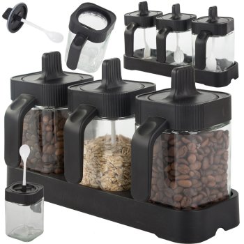 Glass Spice Containers with Spoon, Set of 3