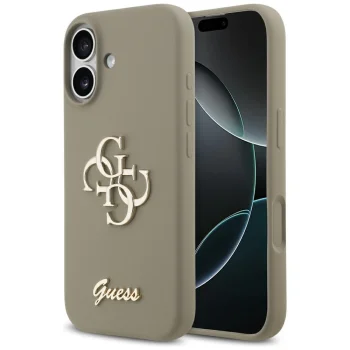 Guess iPhone 17 vāciņš Silicone Big 4G Script, brūns