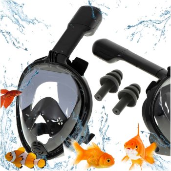 Saliekama pilnas sejas snorkelēšanas maska L/XL, melna