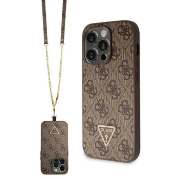 Чехол Guess для iPhone 15 Pro Crossbody 4G Metal Logo, коричневый