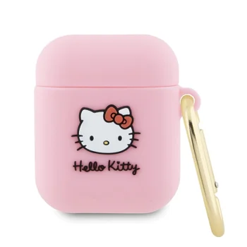 Hello Kitty чехол для AirPods 1 / 2 Silicone 3D Kitty Head, розовый