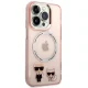 Karl Lagerfeld Karl & Choupette Aluminum MagSafe vāciņš iPhone 14 Pro, rozā