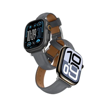 Кожаный ремешок AmazingThing Class Band для Apple Watch 45 / 46 / 49 мм, серый