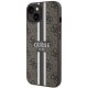 Guess iPhone 14 vāciņš 4G Printed Stripes MagSafe, brūns