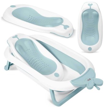Salokāma vanniņa zīdaiņiem ar termometru un ieliktni RK-282, Balta / zila | Baby Bathtub