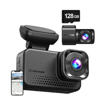 Видеорегистратор REDTIGER VC70 4K + 2.5K с Wi-Fi 6, GPS и картой 128 ГБ