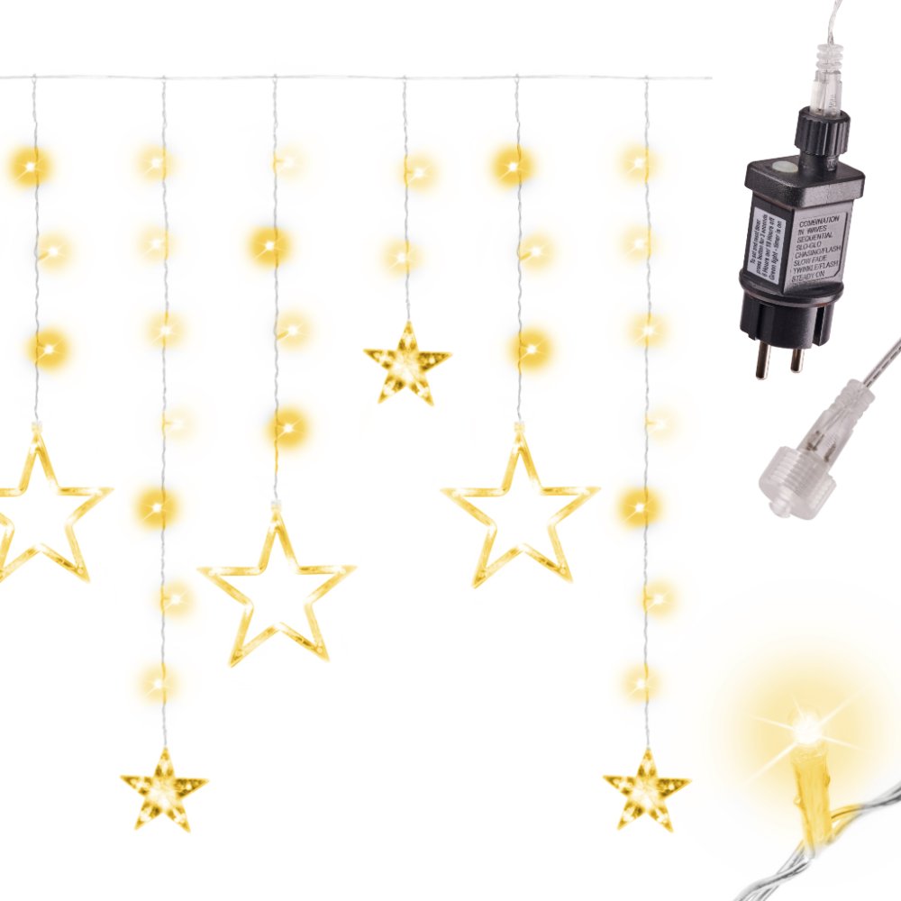 Christmas Fairy Lights Stars Curtain 138 LED, 2.5 m, Warm White