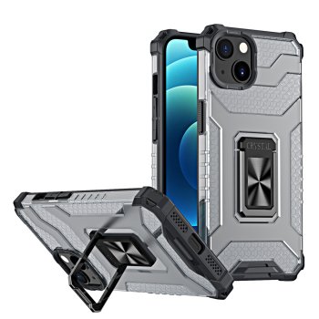 Crystal Ring Case triecienizturīgs vāciņš iPhone 13 mini, ar statīvu, melns
