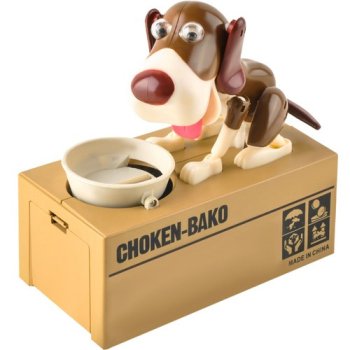 Interactive Coin Eating Dog Piggy Bank, brown 22470