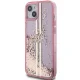 Guess iPhone 15 Plus / 14 Plus vāciņš Liquid Glitter Gold Stripes, rozā