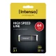 USB-флешка Intenso High Speed Line, 64 ГБ, USB 3.1, черно-желтая