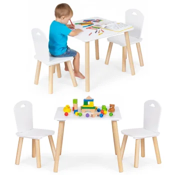 Детский комплект мебели Ecotoys стол и 2 стула, белый