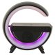 RGB LED desk lamp with Bluetooth speaker, FM radio and wireless charger, black