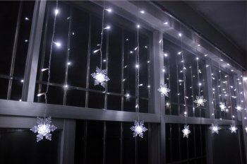 Ziemassvētku Virtene Lāstekas Sniegpārslas, 100 LED, Balta | Christmas Lights