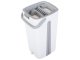 Flat mop with dual-chamber bucket and wringer, white-grey