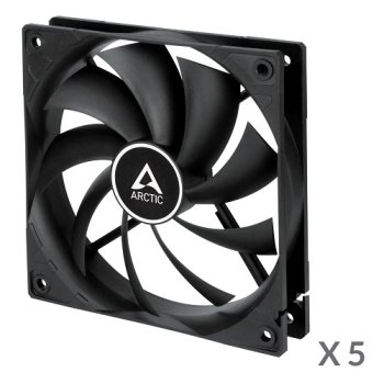 ARCTIC F12 PWM datora korpusa ventilators, 120mm, melns, 5 gab.