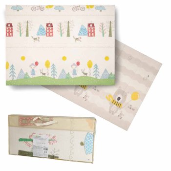 Saliekams putu bērnu spēļu paklājiņš divpusējs 150x200cm, daudzkrāsains