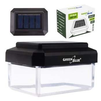 GreenBlue GB125 WW LED Solar Post Cap Light, 60x40mm, 3200K, Black
