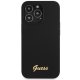 Guess iPhone 13 Pro Max vāciņš Silicone Script Gold Logo, melns