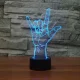 3D LED ночник Рука V-знак, RGB