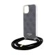 Guess iPhone 15 / 14 / 13 vāciņš Crossbody Cord 4G Print, melns