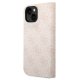 Guess iPhone 14 Wallet Case 4G Vintage Gold Logo, Pink