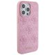 Guess iPhone 15 Pro Max vāciņš Leather 4G Stamped, rozā