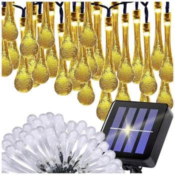 Saules bateriju LED dārza virtene ar 50 lāstekām, silta gaisma