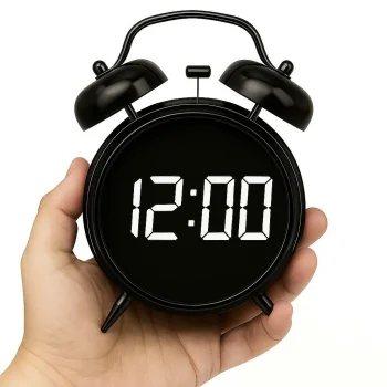 Electronic LED Alarm Clock with Temperature and USB-C, Black