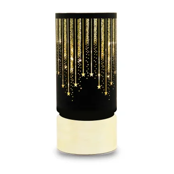 Ziemassvētku stikla LED laterna Forever Light FCL-20, melna-zelta
